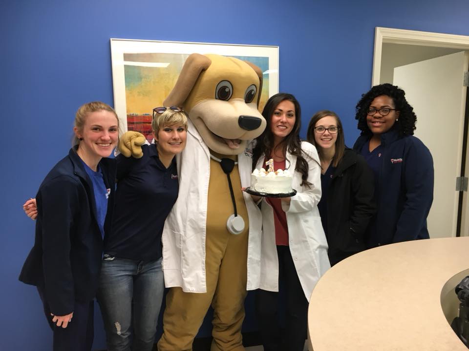 MainStreet Urgent Care and MainStreet Mascot Dr. Dog Wags in clinic